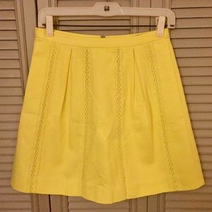 NWT Bright Yellow J. Crew Lace-Inset Mini Skirt
